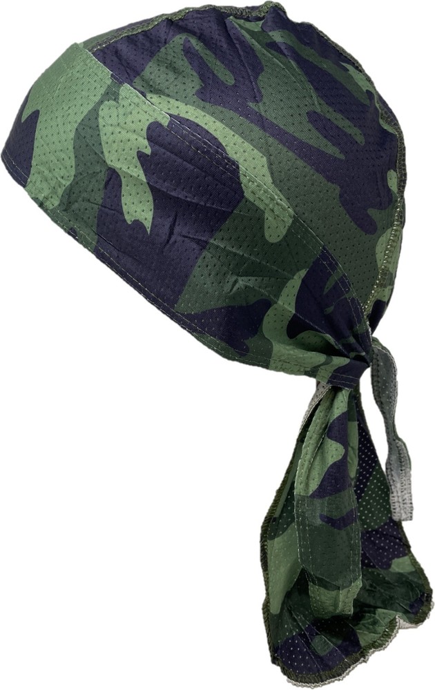 Moisture Wicking Classic Jungle Camo Vented Headwrap Biker Durag Cap Doo Rag