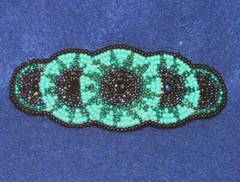 5 Circle Beaded Barrette w Gemstone centers French Clip Closure 3.75×1.5″ #17