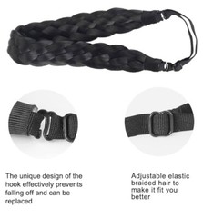 Ladies Braided Synthetic Plait Elastic Hair Headband Three Strand 1” Wide
