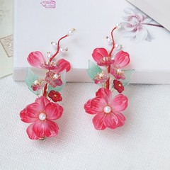 Ancient Style Hair Accessory Glass Flower Hairpin Pinch Clip Hair Decoration