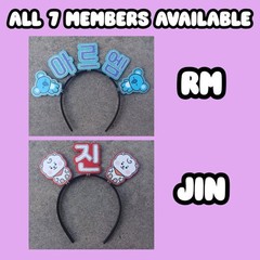Jimin BTS Headband KPOP Rhinestone Hair Banner Hangul Name Handmade