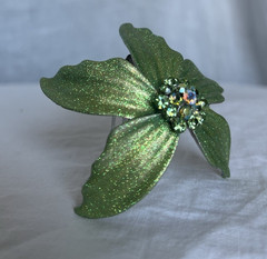 Vintage Y2k Metal Hair Comb Green Jeweled Flower Fairycore Summer Garden Party