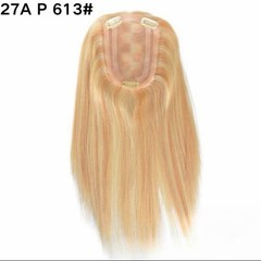 4″x6″ Mono Base with PU 100%Human Hair Topper for Women Clip in/Paste on, 12~14″
