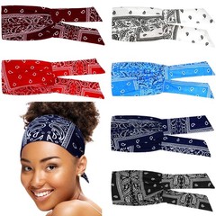 6 Pieces Wide Headbands for Women, Adjustable Bandana Paisley Patterns