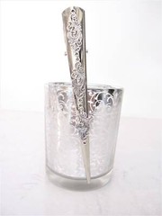 Silver tone metal filigree alligator hair claw clip clamp