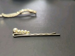 Lot Of 4 Clear Rhinestone Faux Pearls Hair/Bobby Pins