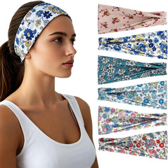 Headbands for Women – 6 Pack Wide Elastic Hair Bands | Stretchy Sweatbands Hair