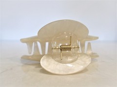 Shimmering marbled vanilla blonde creme white hair claw clip