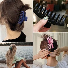 Large Nonslip Matte Hair Claw Clips 4.33″ 4 Pack Black, Pink, Khaki, Green