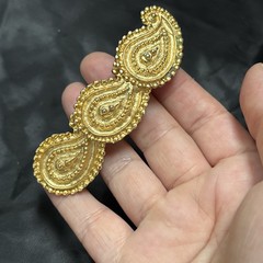 Vintage Ornate Hair Clip Hair barrette Paisley Design Gold Tone Taiwan 3.5”