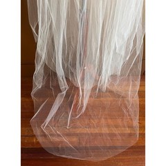 Vintage tulle wedding veil, 2 layers with tiara, beads and embroideries