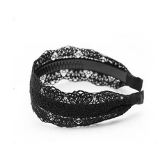 Wide Lace Non Slip Hairband Soft Fabric Cloth Hair Band Women Black 1 PCS