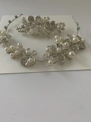Hair Accessories Wedding Or Communion Rhinestone&Faux Pearls In Silver Tone(67)