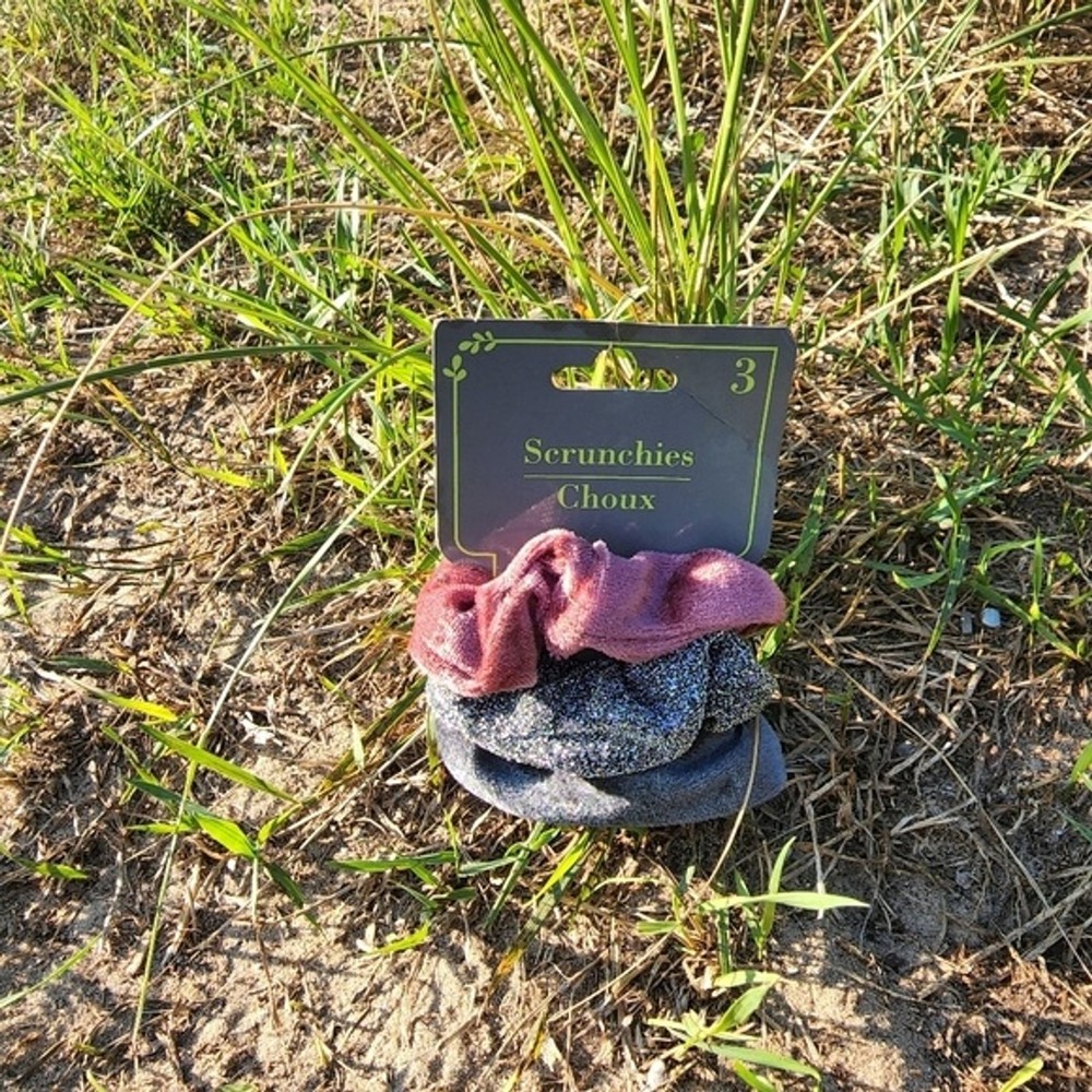 3 velvet scrunchies, hair ties, ponytail holders
