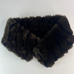 Dark Brown Faux Fur Headband Coat Collar Ear Warmer Adjustable Closure