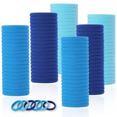 120 Pcs Blue Hair Ties for Women, No Damage Soft Seamless Nylon Hair Elastics