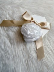 Rose Flower Hair Tie White Satin Bow Scrunchie Hair Accessories Valentine Gift