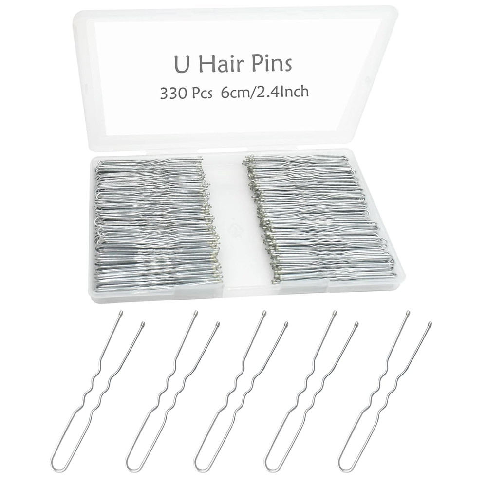 330 Count U Shaped Silver Hair Pins for Buns, 2.4inch Bun Pins Silver Hair Pins