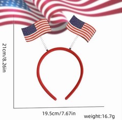 USA Flag Spring Headband Lightweight Plastic Red White Blue 5 Pack