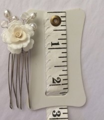 White Rose Barrette Comb Pin Hair Floral Dead Stock Bridal Prom A42