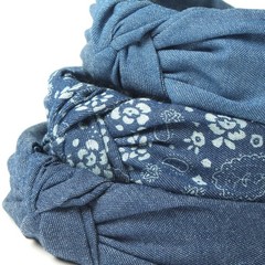 3 PCS Denim Knot Headband Wide Blue Non Slip Fabric Hair Accessories