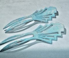 PAIR VINTAGE CELLULOID FRENCH ART DECO 4″ HAIR PINS MADE IN FRANCE