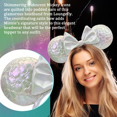 Rare Icon Quilted Iridescent Disney* Resort Loungefly Minnie Ears Bow Headband