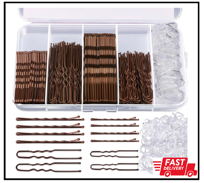 Teenitor 300pcs Bobby Pins Hair Pins Kit 100 Hair Pin Women 100 Bobby Pins Brown