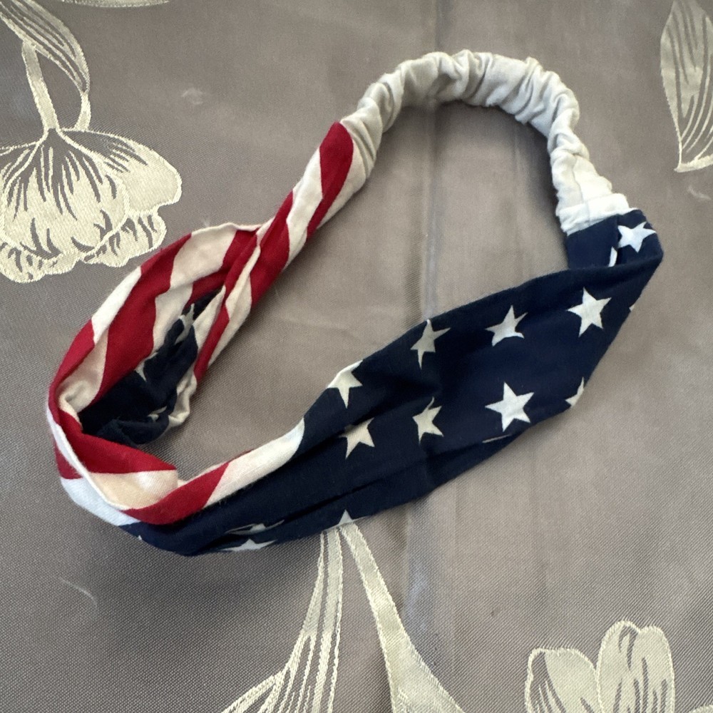 Red White Blue Stars & Stripes Flag Twist Stretch Fabric Headband