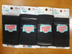 4 Pks of 32: Scunci Medium Hold No-Damage Elastics Black (0B-1465)