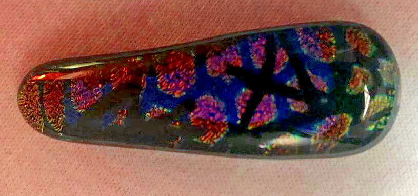 Hand Crafted Dichroic Glass Hair Barrette oblong 3 inches long