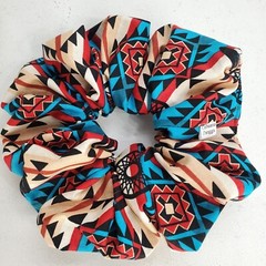 Handmade Women’s Scrunchies size XL Blue Cotton Fabric Dream Catcher Print New