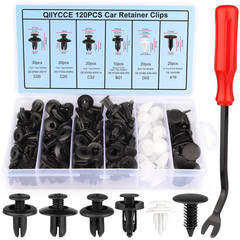 120PCS Car Clips & Plastic Rivets – 6 Popular Sizes, Fits Bumpers, Fenders & Mos