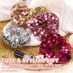 2 Pcs Velvet Scrunchie with Pocket Zipper Sequin Elastic Hair Ties Gold