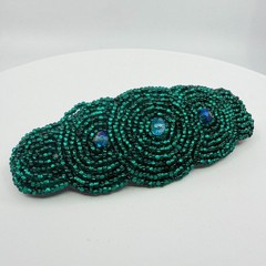 Statement Green Beaded Barrette Hair Clip Sparkly Boho Festival Accessory Gift