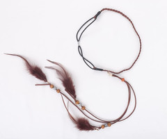 Boho Feather Headband Indian Hippie Gypsy Headpiece Feather Tassel Headdress Adj
