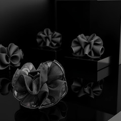 Black Large Chiffon Claw Clip Hair Bow Large Size Black Fabric Ribbon Flower Ros