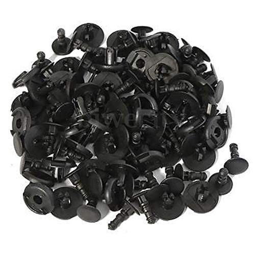 100pcs – 7mm Nylon Clips Plastic Push Type Rivet Retainer One Size, Black