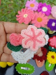 12pcs New Handmade Crochet Snap Hair Clip Girls,Women Fashion Colorful Cute Gift