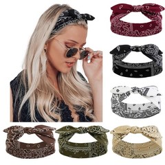 6 Packs Bow Headbands for Women Girls Boho Bandana Headband Paisley Printed H…