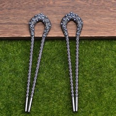 2PCS Vintage French U-Shaped Hair Pins – Retro Metal Hair Forks for Women,