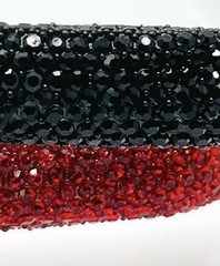 Natasha Couture 2 Pack Red & Black Rhinestone Headband Set 7.5x6x0.5” Padded NWT