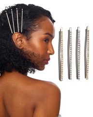 Kitsch Rhinestone Bobby Pins, Extra Long Hair Clips, Gold and Silver, 4 ct