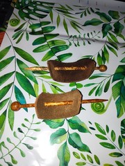 Lot of 2 Boho Western Hand Made Leather Barrette with Wooden Stick for Hair