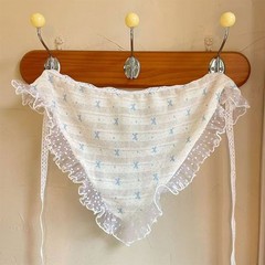 Triangle Polyester Headscarf for Women Delicate Lace Trim Daily Beach Wear