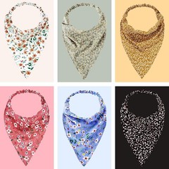 6 Pcs Floral Hair Bandana Headband Scarf Set Chiffon Boho Women Girl Clip Floral