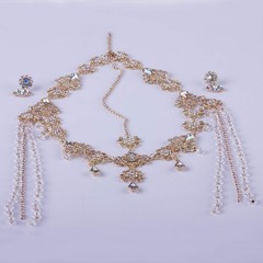 1920s Flapper Headpiece + Earrings Crystal Rhinestone Head Pieces Roaring 20s…
