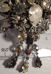 Kirks Folly Dangling Rhinestone Hair Barette Ornate Silvertone with Stars w/Card