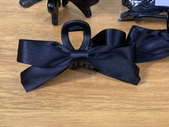 Lot of 3 2-piece Big Bow Hair Claw Clips In Black for Women Thick Curly Straight
