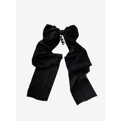 Handmade Hair Bow Clip Women Snake Charm Coquette Goth Black Satin Ribbon Witchy